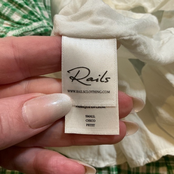 Rails Ari Plaid Flounce Hem Gingham Mini Dress in White Evergreen Green Women’s - Picture 5 of 7